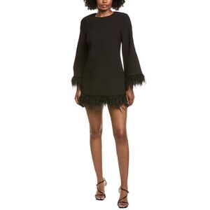 Likely Black Feather-Trim Mini Dress